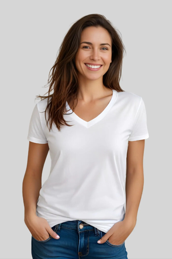 4321W | Women 4.3 Ounces Single Jersey Short Sleeve V-Neck T-Shirt
