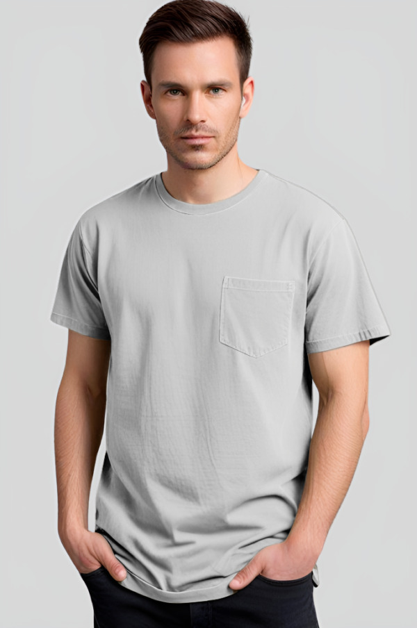 5320PKGW | Adult 5.3 Ounces Single Jersey Garment Wash Pocket Short Sleeve Crew Neck T-Shirt