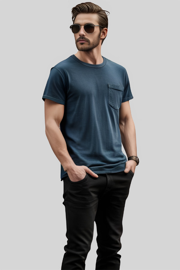 5320PKPD | Adult 5.3 Ounces Single Jersey Pigment Dyed Pocket Short Sleeve Crew Neck T-Shirt