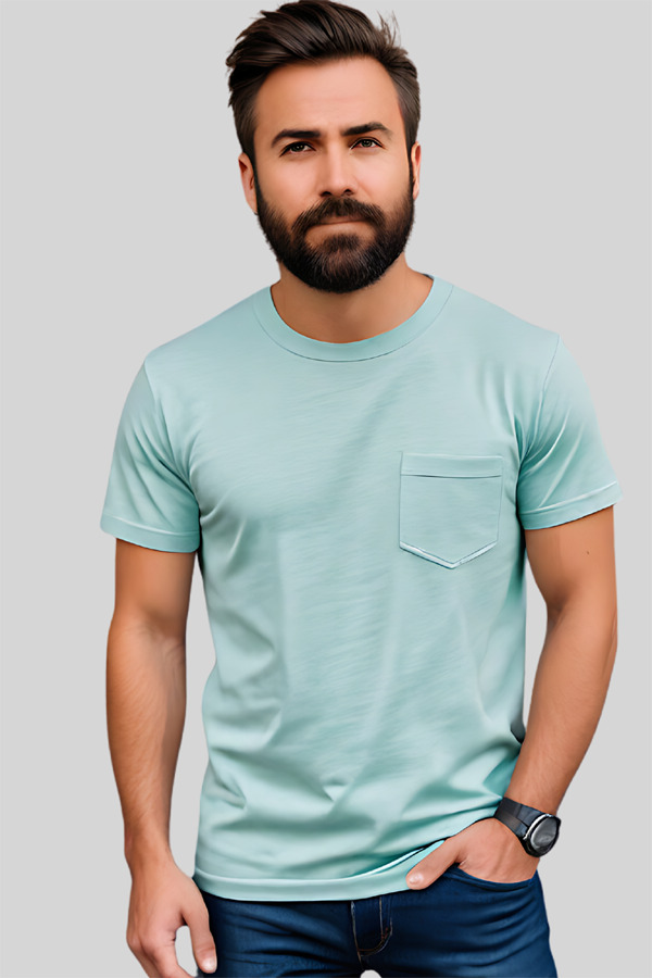 5320PKST | Adult 5.3 Ounces Sustainable Single Jersey Pocket Short Sleeve Crew Neck T-Shirt