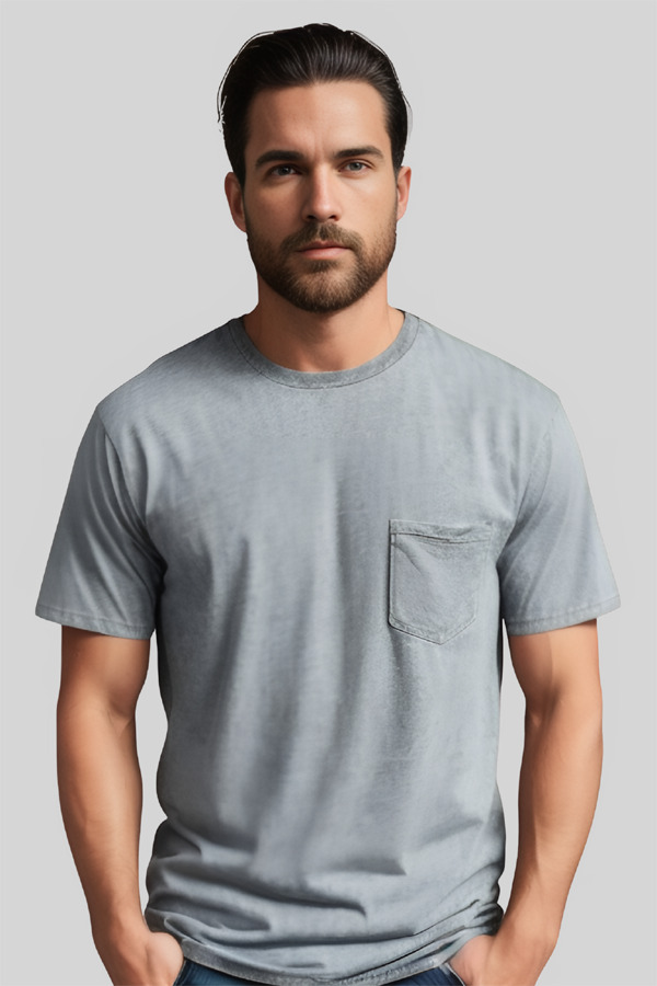 5320PKMW | Adult 5.3 Ounces Single Jersey Mineral Wash Pocket Short Sleeve Crew Neck T-Shirt