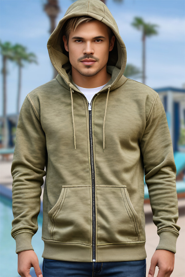 8053AW | Adult 8.0 Ounces Premium Fleece Acid Wash Full Zip Hoodie