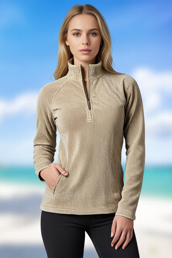 9060WCD | Women 9.0 Ounces Corded Fleece Quarter Zip Jacket